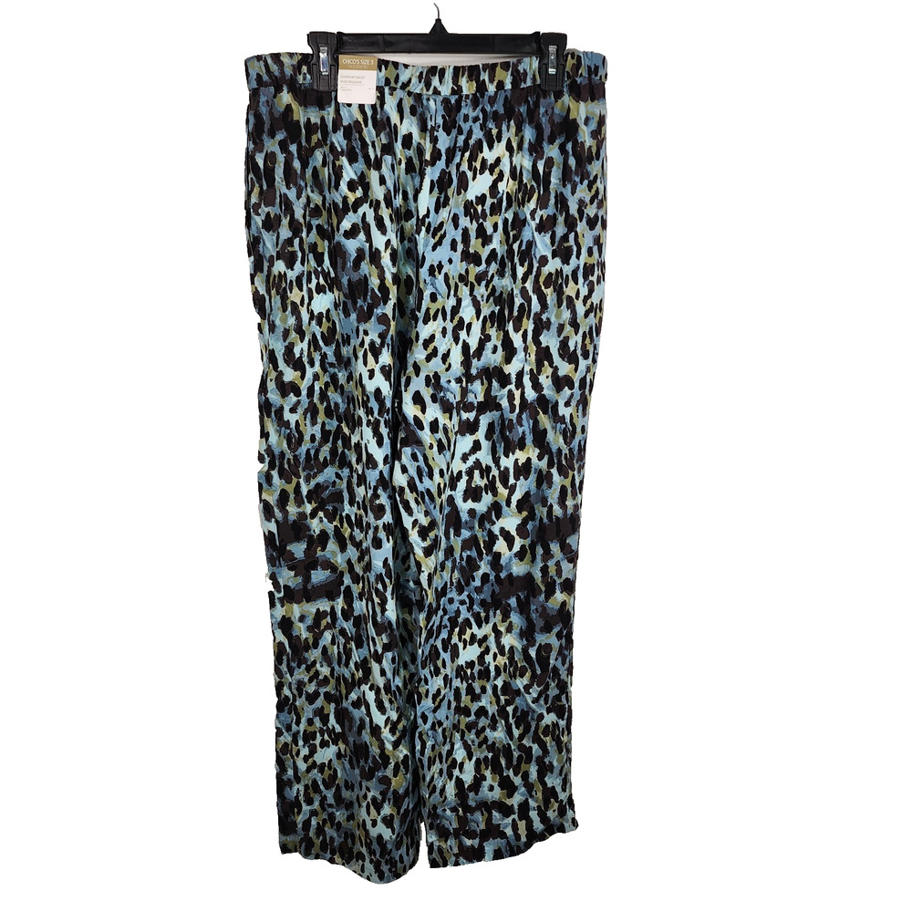 Chico’s Womens Animal Luster Drape Wide Leg Size 3 US 16 Pull On Elastic Waist - Picture 2 of 10